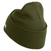 U.S. Army 3rd Ranger Battalion Logo Embroidered 12 Inch Solid Knit Cuff Long Beanie Made in USA - Olive OSFM