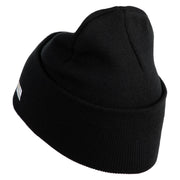 U.S. Army 3rd Ranger Battalion Logo Embroidered 12 Inch Solid Knit Cuff Long Beanie Made in USA - Black OSFM
