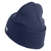 U.S. Army Paratrooper and Ranger Badge Logo Embroidered 12 Inch Solid Knit Cuff Long Beanie Made in USA - Navy OSFM