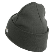 U.S. Army Paratrooper and Ranger Badge Logo Embroidered 12 Inch Solid Knit Cuff Long Beanie Made in USA - Charcoal OSFM