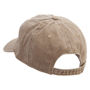 Happy Flower Character Embroidered Unstructured Pigment Dyed Cotton Cap - Dk-Beige OSFM