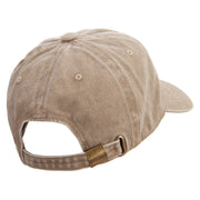 Happy Flower Character Embroidered Unstructured Pigment Dyed Cotton Cap - Dk-Beige OSFM