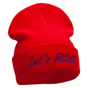 Let's Roll Embroidered 12 Inch Long Knitted Beanie