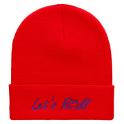 Let's Roll Embroidered 12 Inch Long Knitted Beanie