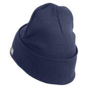 U.S. Army Air Assualt Badge Logo Embroidered 12 Inch Solid Knit Cuff Long Beanie Made in USA - Navy OSFM