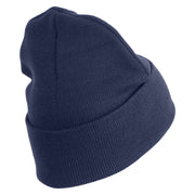 U.S. Army Air Assualt Badge Logo Embroidered 12 Inch Solid Knit Cuff Long Beanie Made in USA - Navy OSFM