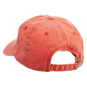 Happy Flower Character Embroidered Unstructured Pigment Dyed Cotton Cap - Orange OSFM