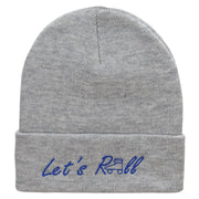 Let's Roll Embroidered 12 Inch Long Knitted Beanie