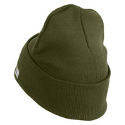 U.S. Army Air Assualt Badge Logo Embroidered 12 Inch Solid Knit Cuff Long Beanie Made in USA - Olive OSFM