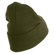 U.S. Army Air Assualt Badge Logo Embroidered 12 Inch Solid Knit Cuff Long Beanie Made in USA - Olive OSFM
