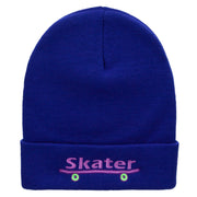 Skater Embroidered 12 Inch Long Knitted Beanie