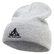 The Bigfoot Embroidered 12 Inch Long Knitted Beanie - Heather-Grey OSFM