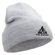 The Bigfoot Embroidered 12 Inch Long Knitted Beanie - Heather-Grey OSFM