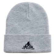 The Bigfoot Embroidered 12 Inch Long Knitted Beanie - Heather-Grey OSFM