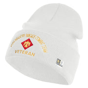 U.S. Army 45th Infantry Brigade Combat Team Logo Embroidered 12 Inch Solid Knit Cuff Long Beanie Made in USA - White OSFM