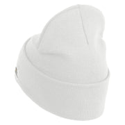 U.S. Army 45th Infantry Brigade Combat Team Logo Embroidered 12 Inch Solid Knit Cuff Long Beanie Made in USA - White OSFM