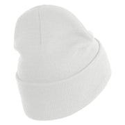 U.S. Army 45th Infantry Brigade Combat Team Logo Embroidered 12 Inch Solid Knit Cuff Long Beanie Made in USA - White OSFM