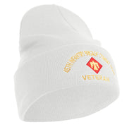 U.S. Army 45th Infantry Brigade Combat Team Logo Embroidered 12 Inch Solid Knit Cuff Long Beanie Made in USA - White OSFM