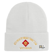 U.S. Army 45th Infantry Brigade Combat Team Logo Embroidered 12 Inch Solid Knit Cuff Long Beanie Made in USA - White OSFM