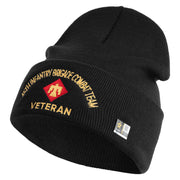 U.S. Army 45th Infantry Brigade Combat Team Logo Embroidered 12 Inch Solid Knit Cuff Long Beanie Made in USA - Black OSFM