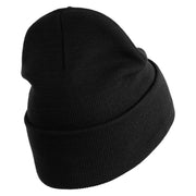 U.S. Army 45th Infantry Brigade Combat Team Logo Embroidered 12 Inch Solid Knit Cuff Long Beanie Made in USA - Black OSFM