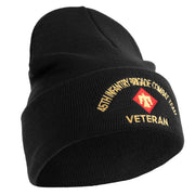 U.S. Army 45th Infantry Brigade Combat Team Logo Embroidered 12 Inch Solid Knit Cuff Long Beanie Made in USA - Black OSFM