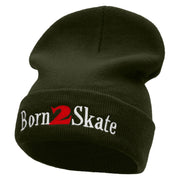 Born 2 Skate Embroidered 12 Inch Long Knitted Beanie