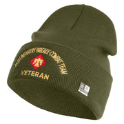 U.S. Army 45th Infantry Brigade Combat Team Logo Embroidered 12 Inch Solid Knit Cuff Long Beanie Made in USA - Olive OSFM