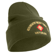 U.S. Army 45th Infantry Brigade Combat Team Logo Embroidered 12 Inch Solid Knit Cuff Long Beanie Made in USA - Olive OSFM