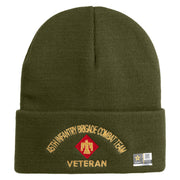 U.S. Army 45th Infantry Brigade Combat Team Logo Embroidered 12 Inch Solid Knit Cuff Long Beanie Made in USA - Olive OSFM