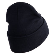 U.S. Army 45th Infantry Brigade Combat Team Logo Embroidered 12 Inch Solid Knit Cuff Long Beanie Made in USA - Navy OSFM