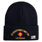 U.S. Army 45th Infantry Brigade Combat Team Logo Embroidered 12 Inch Solid Knit Cuff Long Beanie Made in USA - Navy OSFM