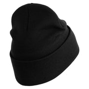 U.S. Army 48th Infantry Brigade Combat Team Logo Embroidered 12 Inch Solid Knit Cuff Long Beanie Made in USA - Black OSFM