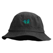 Space Aliens Embroidered Pigment Dyed Bucket Hat - Black OSFM