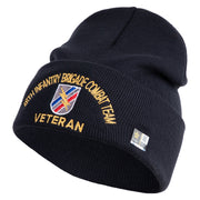 U.S. Army 48th Infantry Brigade Combat Team Logo Embroidered 12 Inch Solid Knit Cuff Long Beanie Made in USA - Navy OSFM