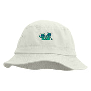 Space Aliens Embroidered Pigment Dyed Bucket Hat - White OSFM