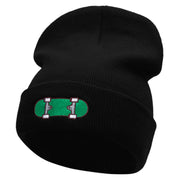 Green Skateboard Embroidered 12 Inch Long Knitted Beanie