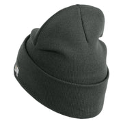 U.S. Army 48th Infantry Brigade Combat Team Logo Embroidered 12 Inch Solid Knit Cuff Long Beanie Made in USA - Graphite OSFM