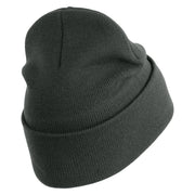 U.S. Army 48th Infantry Brigade Combat Team Logo Embroidered 12 Inch Solid Knit Cuff Long Beanie Made in USA - Graphite OSFM