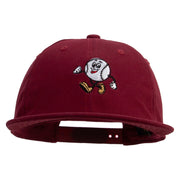 Baseball Mascot Embroidered Unconstructed High Profile Cotton Flat Bill Cap - Wine OSFM