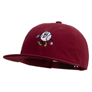 Baseball Mascot Embroidered Unconstructed High Profile Cotton Flat Bill Cap - Wine OSFM