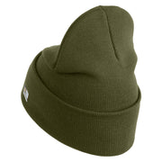 U.S. Army 50th Infantry Brigade Combat Team Logo Embroidered 12 Inch Solid Knit Cuff Long Beanie Made in USA - Olive OSFM