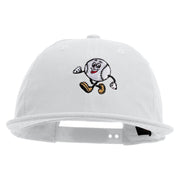 Baseball Mascot Embroidered Unconstructed High Profile Cotton Flat Bill Cap - White OSFM