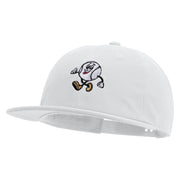 Baseball Mascot Embroidered Unconstructed High Profile Cotton Flat Bill Cap - White OSFM