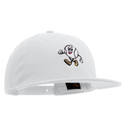 Baseball Mascot Embroidered Unconstructed High Profile Cotton Flat Bill Cap - White OSFM