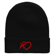 Love Trips Embroidered 12 Inch Long Knitted Beanie