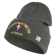U.S. Army 50th Infantry Brigade Combat Team Logo Embroidered 12 Inch Solid Knit Cuff Long Beanie Made in USA - Charcoal OSFM