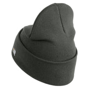 U.S. Army 50th Infantry Brigade Combat Team Logo Embroidered 12 Inch Solid Knit Cuff Long Beanie Made in USA - Charcoal OSFM