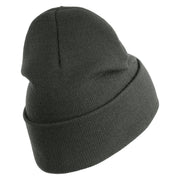 U.S. Army 50th Infantry Brigade Combat Team Logo Embroidered 12 Inch Solid Knit Cuff Long Beanie Made in USA - Charcoal OSFM