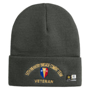 U.S. Army 50th Infantry Brigade Combat Team Logo Embroidered 12 Inch Solid Knit Cuff Long Beanie Made in USA - Charcoal OSFM